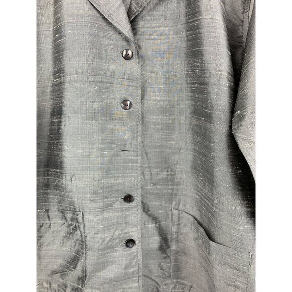 Chicos Design Womens Silk Jacket Size 3  Button-Up Gray - Picture 4 of 4